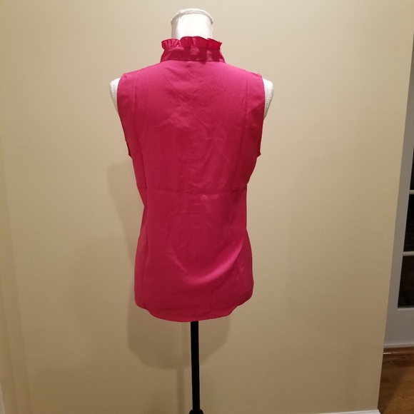 🆕️J Crew Ruffle Trim Crepe Button Blouse Hot Pink - Picture 6 of 6